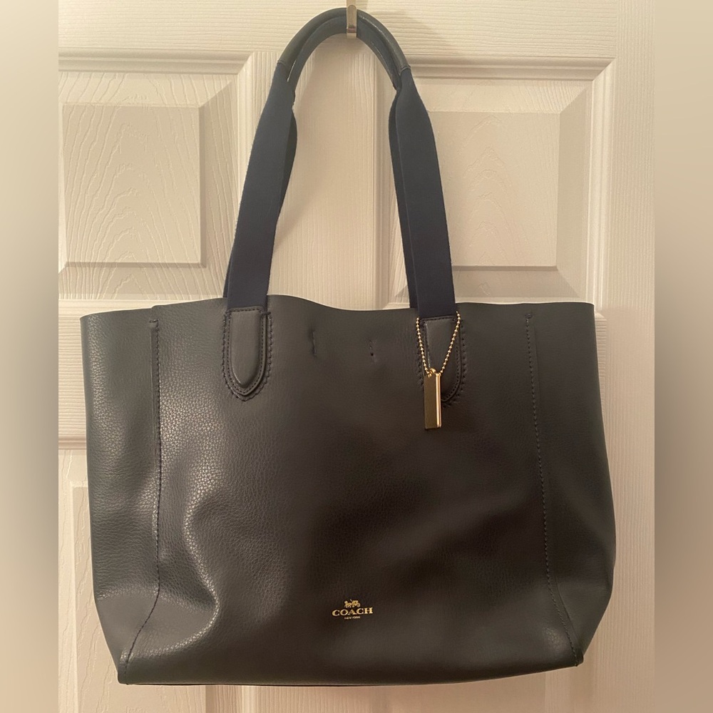 Coach Navy Leather Small Tote Bag